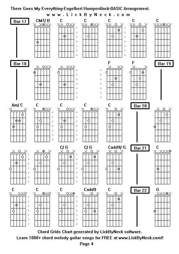 Chord Grids Chart of chord melody fingerstyle guitar song-There Goes My Everything-Engelbert Humperdinck-BASIC Arrangement,generated by LickByNeck software.